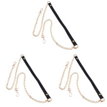 3Pcs Durable Black Metal Chain Strap with Buckles for Bags
