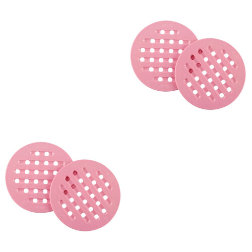4Pcs Lightweight Pink Round Plastic Placemats Heat Insulation Mats 2