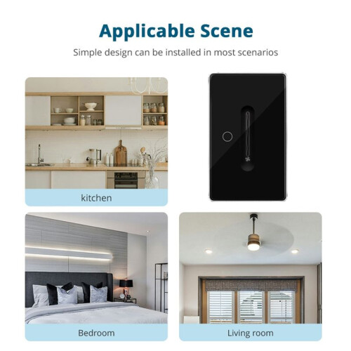 Zigbee  Fan Light US  1 Gang Touch Control with Slider Control Fan Speed Neutral Required Work with Tuya APP 2