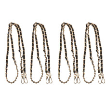 4Pcs Black Durable PU Metal Chains for Purse Strap Replacement and DIY