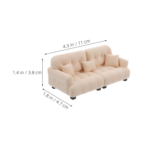 White Dollhouse Mini Furniture Sofa Plush Pla Decorative Model 1