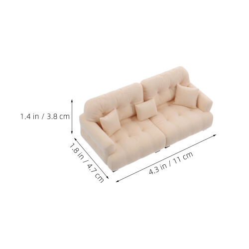 White Dollhouse Mini Furniture Sofa Plush Pla Decorative Model 2