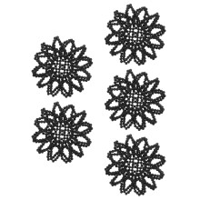5Pcs Black Pearl Elastic Crochet Hair Nets Quick Bun Holders