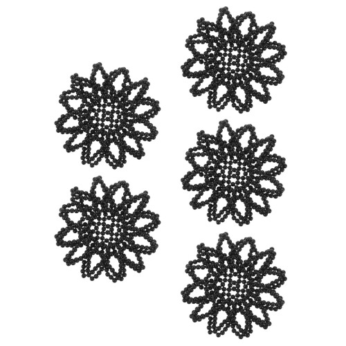 5Pcs Black Pearl Elastic Crochet Hair Nets Quick Bun Holders