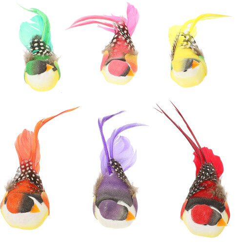 24Pièces Figurines Petits Oiseaux Décoratifs En Plumes Métal Mousse 1