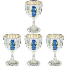 4Pcs Mini Silver Metal Wine Cups Reusable Vintage Home Cups