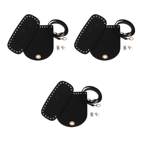 3Pcs DIY PU Handbag Making Kit Black Shoulder Bag Materials Craft Set