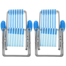 2Pcs Miniature Beach Chair Model Blue Plastic Cloth Dollhouse Ornament