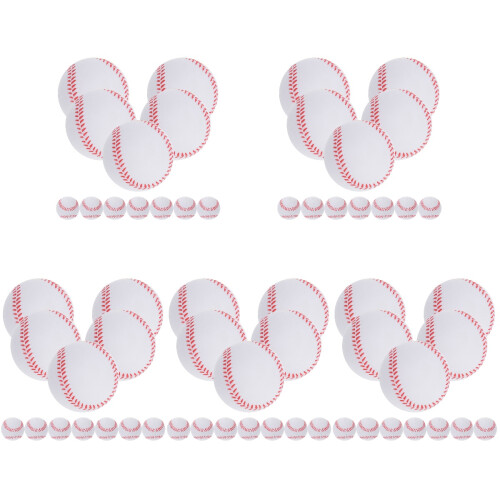 60Pcs Soft PU Baseballs Flexible White Training Balls for Outdoor Play