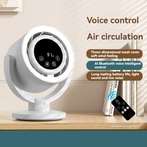 AI-Controlled Bladeless USB Desktop Fan with Voice Command, Touch Digital Display for Outdoor & Home Use 2