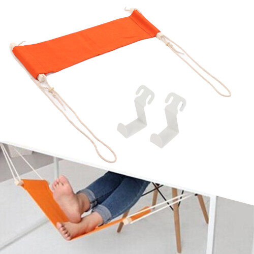 Portable Orange Foot Hammock Under Desk, Adjustable & Breathable