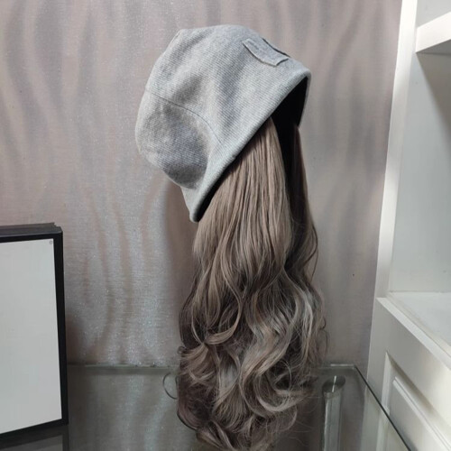 (Aoki Ash) Wavy Slouchy Beanie Hat with Detachable Wig 2