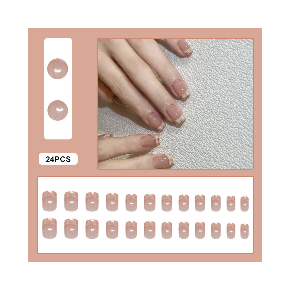 Zhouq-Outdoors 24Pcs Short Square Press On Nails Diy