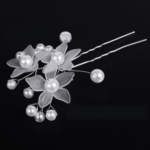 (White) Blumen Perlen Haarnadel U-Form DIY