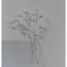 (White Pointed Flower) Flower Pearl U-Shaped Hairpin, Women\'s Hair Clip DIY