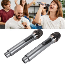 2pcs Wireless Microphone Set, 50-100m Range, LED Display, Grey