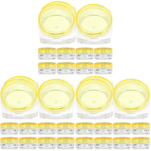 72Pcs Lightweight Yellow Plastic Face Cream Jars for Travel Use