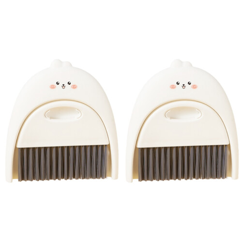2Sets Lightweight Mini Broom and Dustpan White for Keyboard and Desk