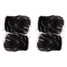4Pcs Cozy Black Wrist Cuffs Acrylic Warm Wrist Bands for Cold Weather
