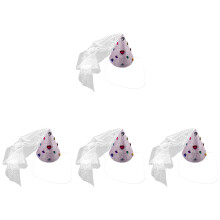 4Pcs Pink Kids Birthday Party Hats Mesh Paper Cone Hat Decoration