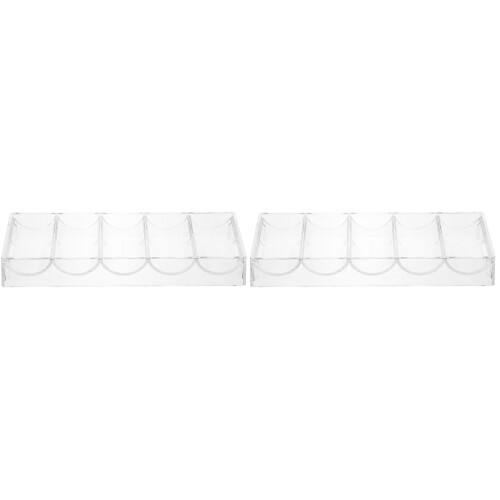 2Pcs Durable Transparent Acrylic Poker Chip Box with Multi-Grid Design