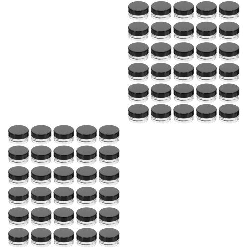 110Pcs Plastic Refillable Cream Jars Travel Cosmetics Storage Black 2