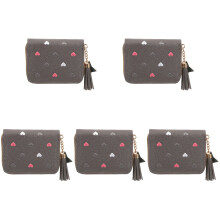 5Pcs Ladies Grey PU Small Coin Purse Compact Wallet
