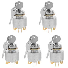 5Pcs Automotive Ignition Switch Silver Iron Keyed Car Switch Starter