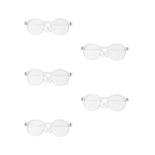 5Pcs Sturdy Miniature Plastic Doll Glasses for Doll Accessories Decor