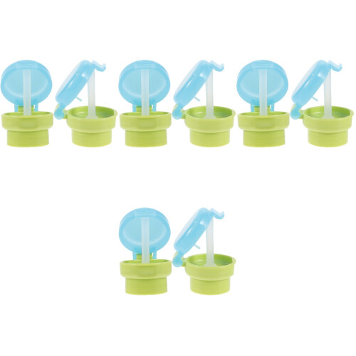 8Pièces Bouchons Verseurs Silicone Vert Réutilisables Lid Bouteille 2