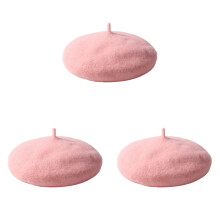 3Pcs Pink Children Warm Wool Hat Baby Beret Lightweight and Portable