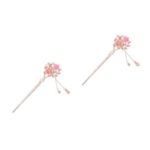 2Pcs Pink Ancient Hairpin for Women Vintage Decorative Hair Stick
