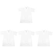 4Pcs White Grooming Uniform Dog Grooming Clothes for Women Workwear