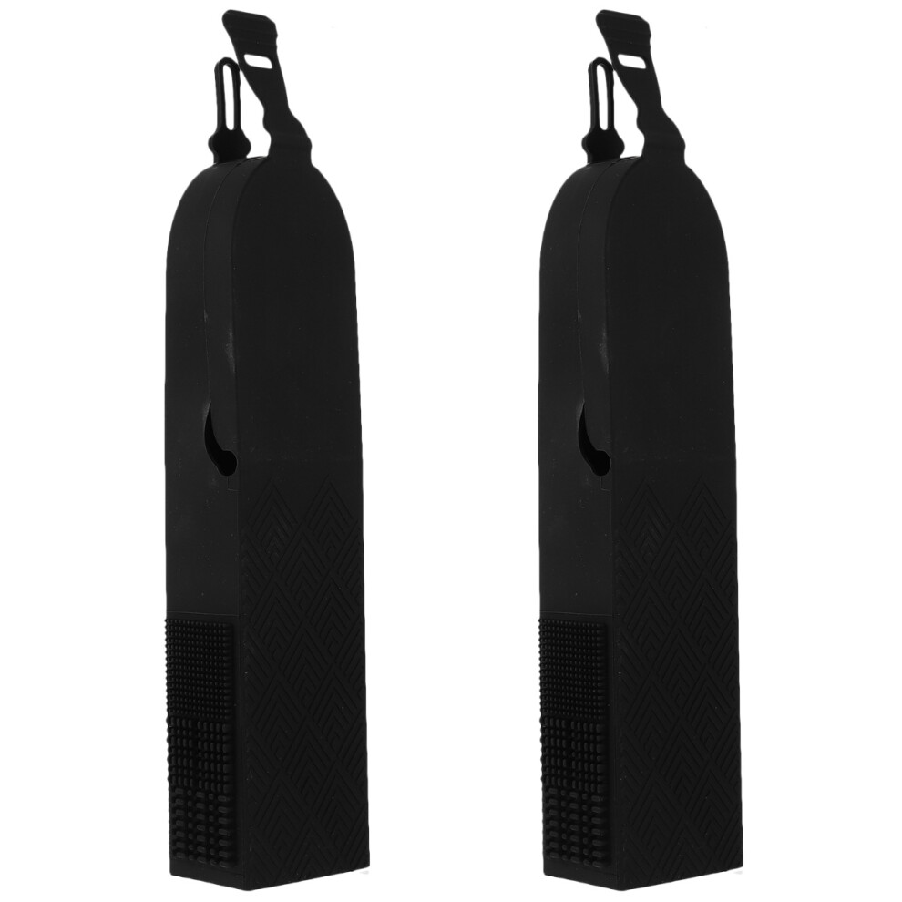 Aboofan Black 2Pcs Portable Silicone Makeup Brush Holder Travel Cosmetic Case