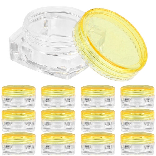 72Pcs Lightweight Yellow Plastic Face Cream Jars for Travel Use 1