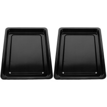 2Pcs Spacious Black Enamel Roasting Pans Induction Baking Sheets