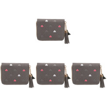 4Pcs Grey PU Change Purse Compact Wallet for Women Storage