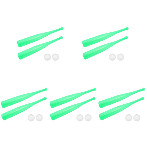 5Sets Light Green Plastic Baseball Bat Set for Toddlers Training Toy