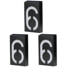 3Pcs Black Solar Powered LED Number Doorplate Light for Home Safety