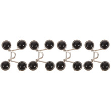 4 Pcs Nail-Free Buttons Waistline Black Alloy, Plastic Metal