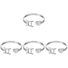 4Pcs Elegant Silver Open Rings Adjustable Rings for Ladies