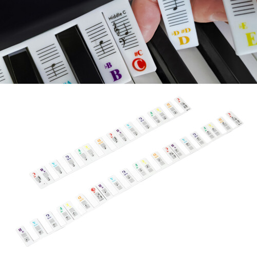 Removable Silicone Piano Keyboard Sticker 61 Keys Label Large Note