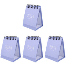 4Pcs Sky-Blue 2024 Desk Calendar Mini Paper Flip Calendar for Office