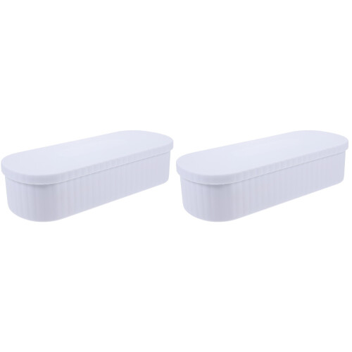 2Pcs Makeup Brush Cleaning Boxes White Tpr PP Home Use Storage Holder