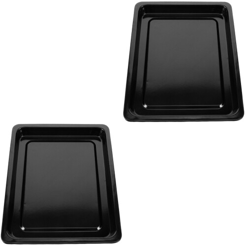 2Pcs Spacious Black Enamel Roasting Pans Induction Baking Sheets 2