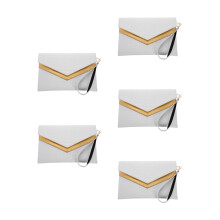 5Pcs White PU Wristlet Clutch Bags Vintage Envelope Purse for Women