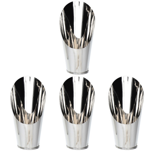 4Pcs Ergonomic Silver Garden Soil Scoops for Planting Tasks