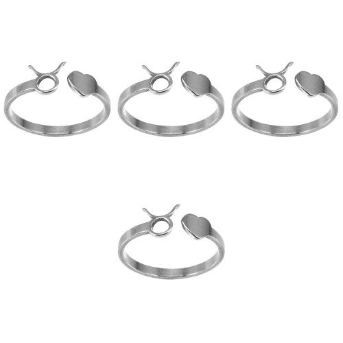 4Pcs Adjustable Silver Rings Women Open Finger Jewelry 2
