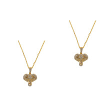 2Pcs Golden Alloy Rearview Mirror Charms Sparkling Rhinestone Pendant