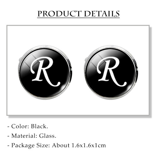 2Pcs Black Glass Collar Button Durable Copper Sleeve Cuff-Link for Men 2